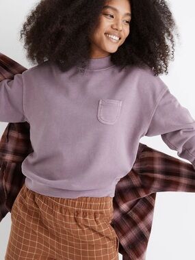Garment-Dyed (Re)sourced Cotton Studio Mockneck Sweatshirt Fig Large
